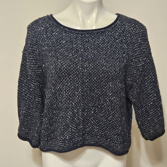 Free People Blue and White Crew Neck Sweater - Picture 1 of 7